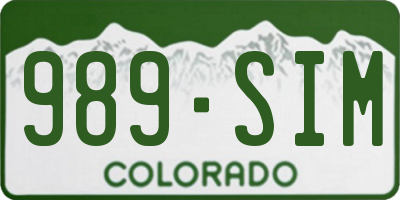CO license plate 989SIM