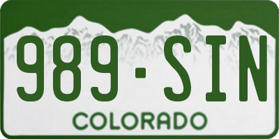 CO license plate 989SIN
