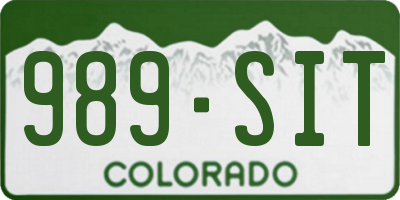 CO license plate 989SIT