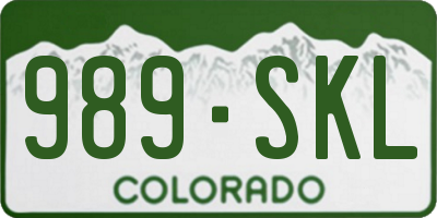 CO license plate 989SKL