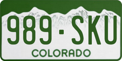 CO license plate 989SKU