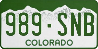CO license plate 989SNB