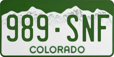 CO license plate 989SNF