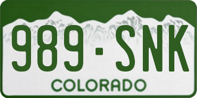 CO license plate 989SNK