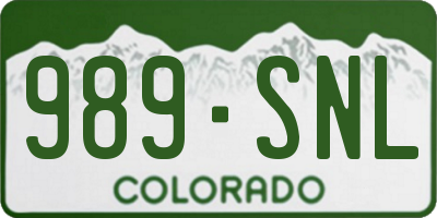 CO license plate 989SNL