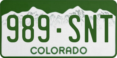 CO license plate 989SNT
