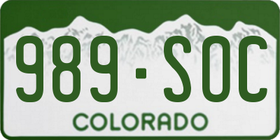 CO license plate 989SOC