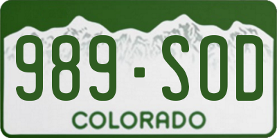 CO license plate 989SOD
