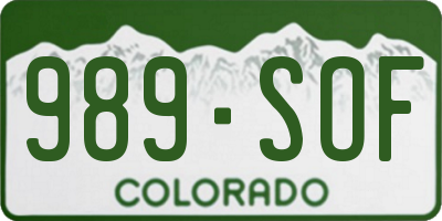 CO license plate 989SOF