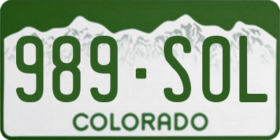 CO license plate 989SOL