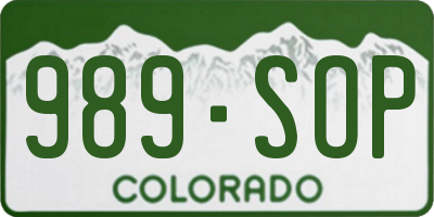 CO license plate 989SOP