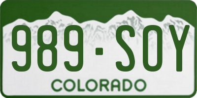 CO license plate 989SOY