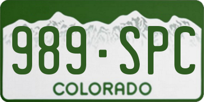 CO license plate 989SPC