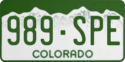 CO license plate 989SPE