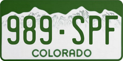 CO license plate 989SPF