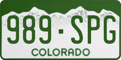 CO license plate 989SPG