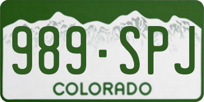 CO license plate 989SPJ