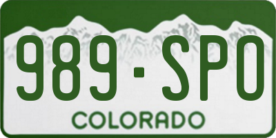 CO license plate 989SPO