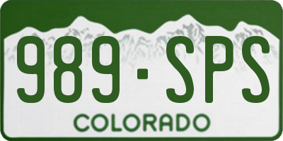 CO license plate 989SPS