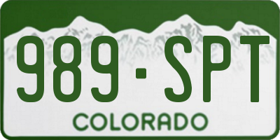 CO license plate 989SPT