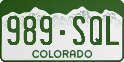 CO license plate 989SQL