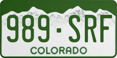 CO license plate 989SRF