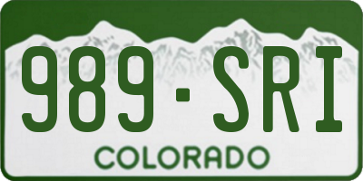 CO license plate 989SRI