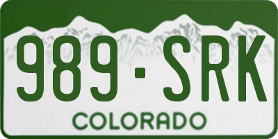 CO license plate 989SRK