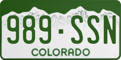 CO license plate 989SSN