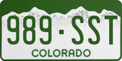 CO license plate 989SST