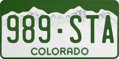 CO license plate 989STA