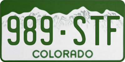 CO license plate 989STF