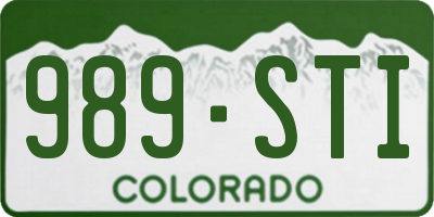 CO license plate 989STI
