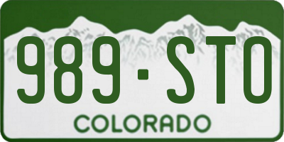 CO license plate 989STO