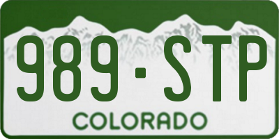 CO license plate 989STP
