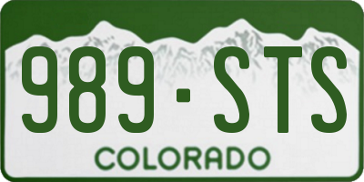 CO license plate 989STS