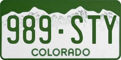 CO license plate 989STY