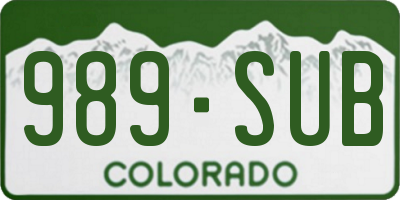 CO license plate 989SUB