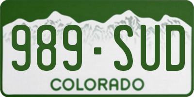 CO license plate 989SUD
