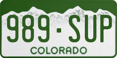 CO license plate 989SUP