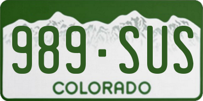 CO license plate 989SUS