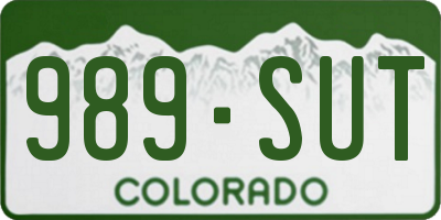 CO license plate 989SUT