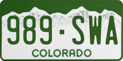 CO license plate 989SWA
