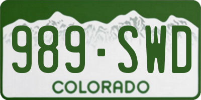 CO license plate 989SWD