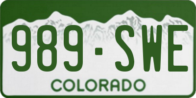 CO license plate 989SWE