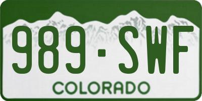 CO license plate 989SWF