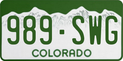 CO license plate 989SWG