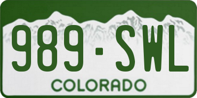 CO license plate 989SWL