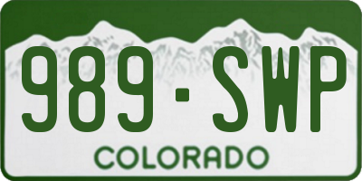 CO license plate 989SWP