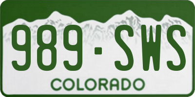 CO license plate 989SWS